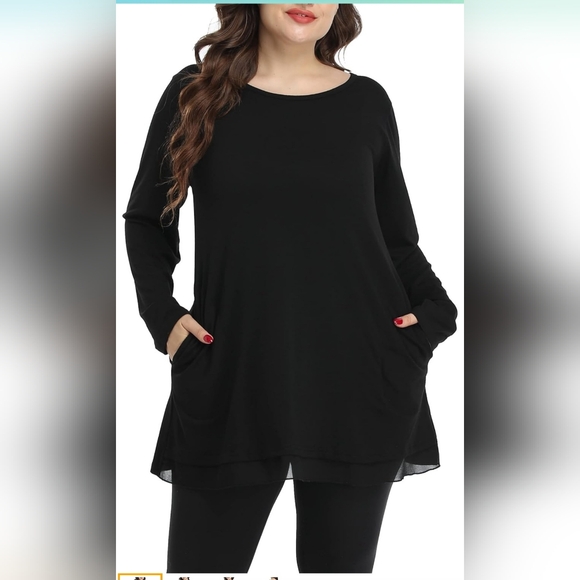 BLACK TUNIC TOP WITH POCKETS. - Picture 1 of 4